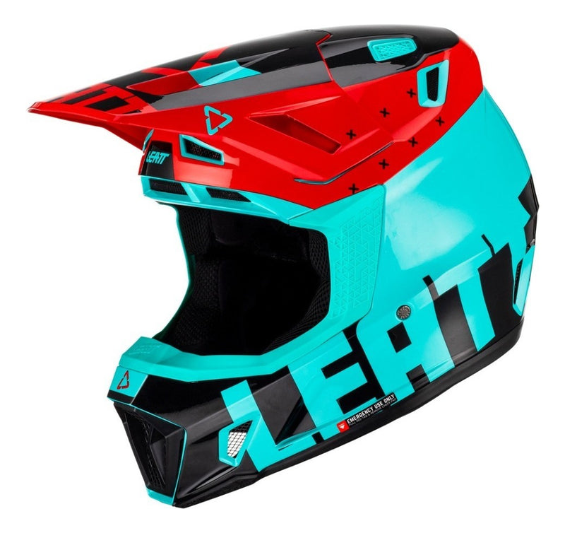 Capacete Cross Leatt Moto 7.5 C Óculos Acqua Blck Red Lj