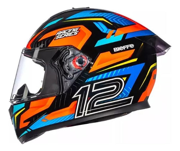 Capacete Bieffe B-12  Misano Preto/ Azul + Viseira Colorida