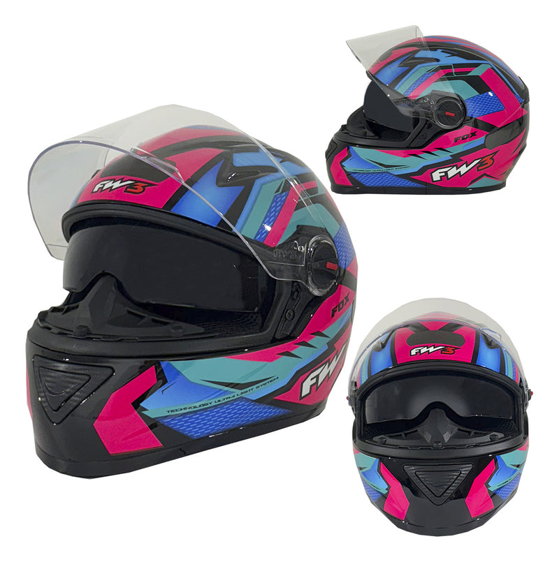 Capacete Moto Fechado Gtx Fox Fw3 Oculos Interno