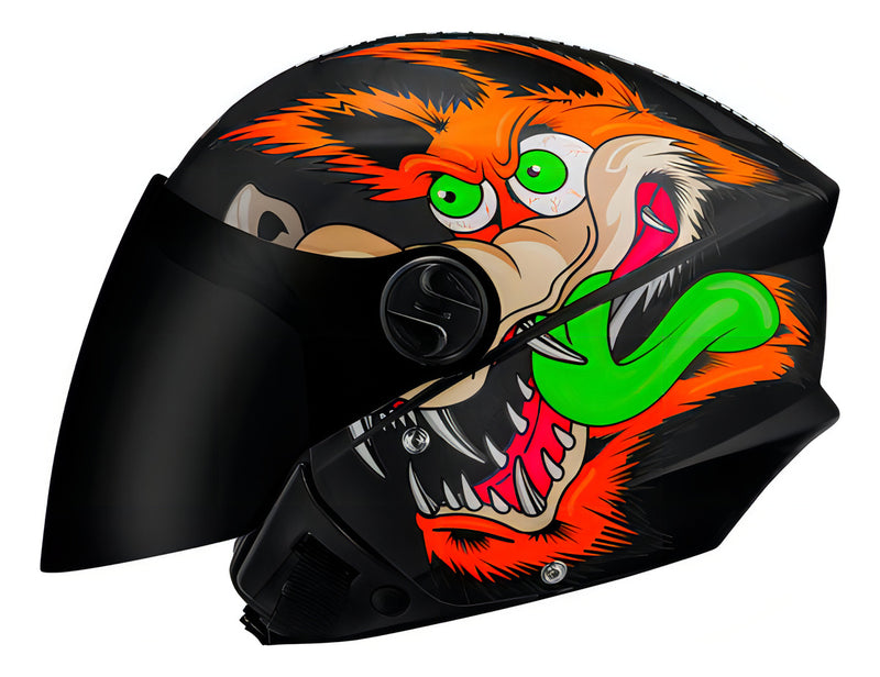 Capacete Aberto Personalizado Pro Tork Coyote Viseira Fumê Cor Preto Tamanho do capacete 58