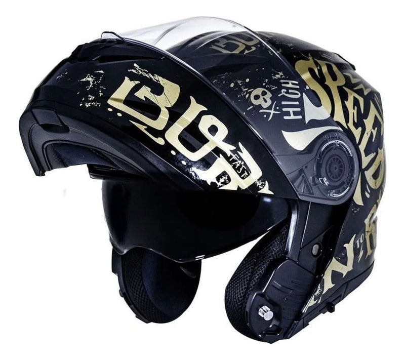 Capacete Norisk Force Sv Born To Ride Dourado Escamoteável