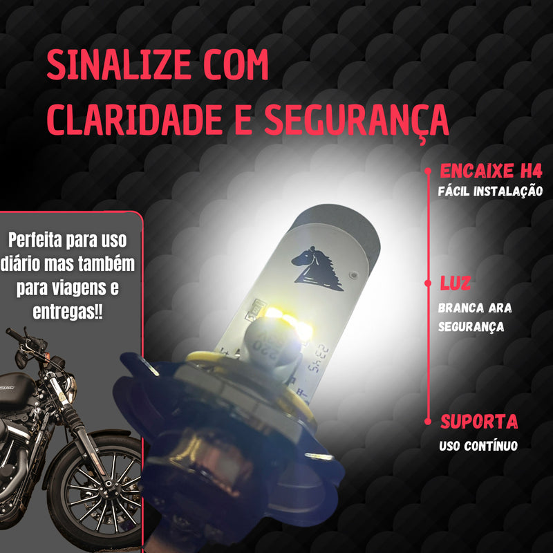 Lampada Farol Led H4 Stallion Cavalinho Efeito Xenon