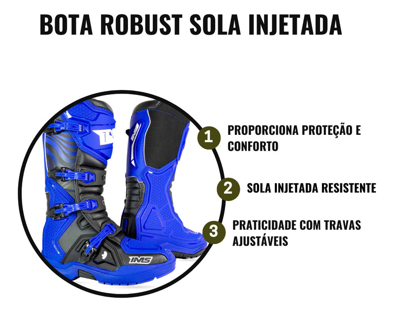 Bota Ims Robust C/ Sola Injetada Alta Resistência Preto Azul