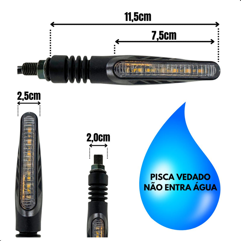 Kit 04 Piscas Slim Moto Seta Led Sequencial Universal Palito