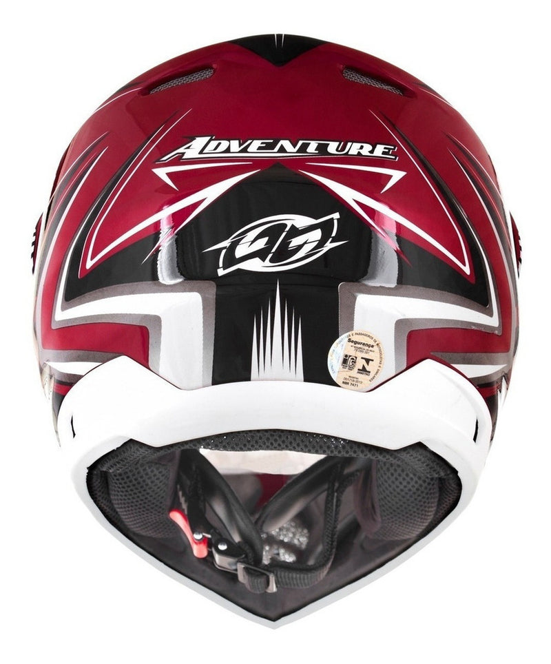 Capacete para moto  off road Pro Tork Th1  Adventure  branco e vermelho aventura tamanho 56