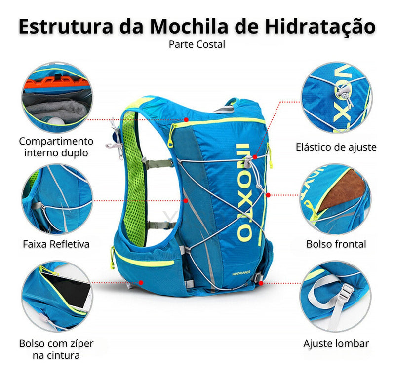 Mochila Hidratação Térmica Impermeável C/ Bolsa De Água 1,5l