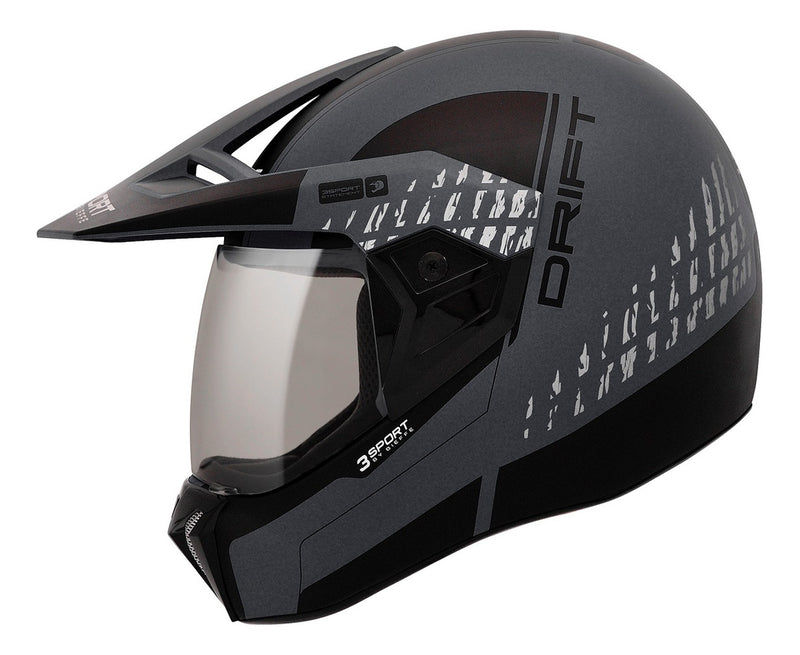 Capacete Bieffe 3 Sport Drift Preto Fosco Grafite Motocross