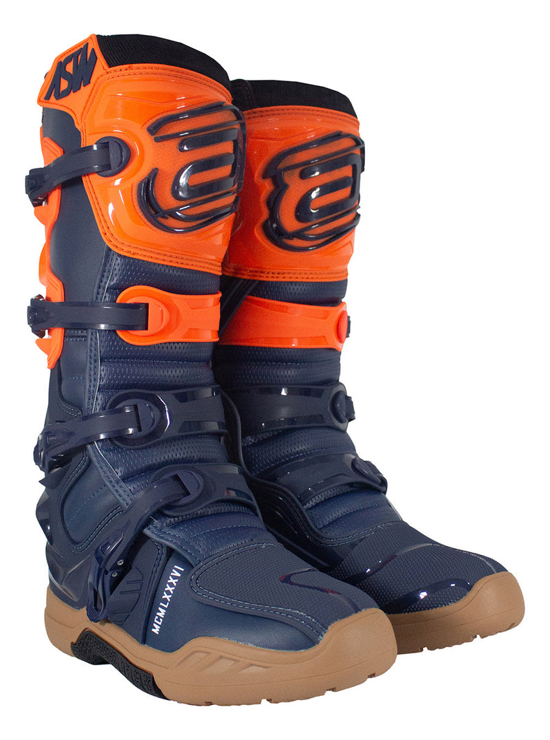 Bota Asw Elevate Enduro Azul Laranja Cross Motocross Trilha