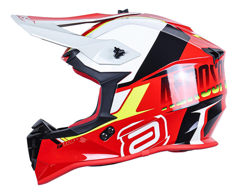 Capacete Motocross Asw R3 Evade Vermelho Amarelo Trilha Mx