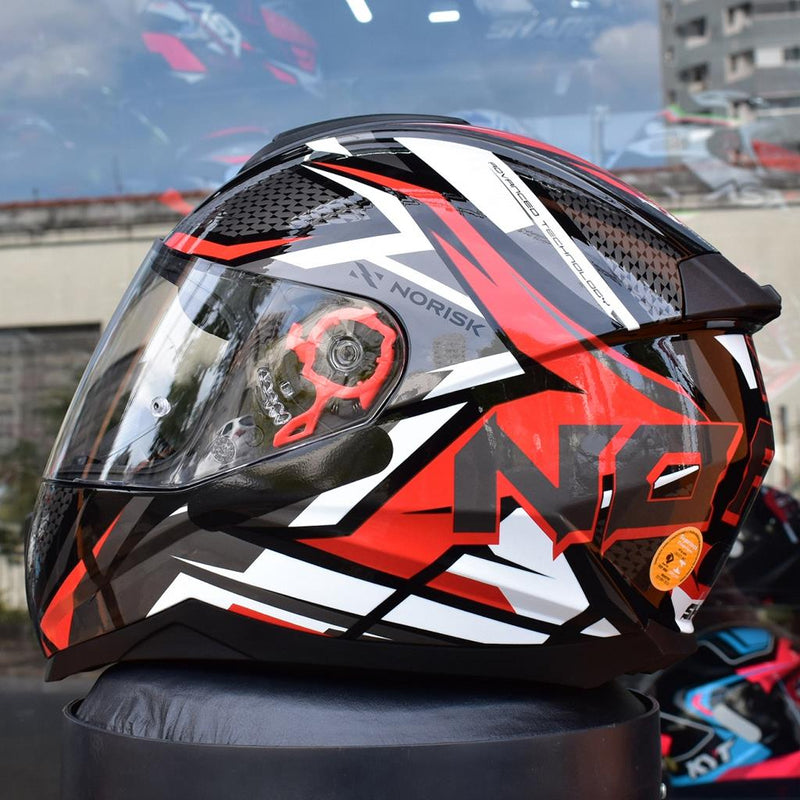 Capacete Masculino Norisk Razor Sharp Vermelho Moto Fechado