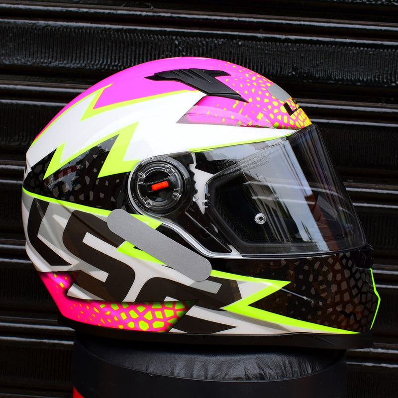 Capacete Feminino Ls2 Ff358 Speedy Branco Rosa Fechado Moto