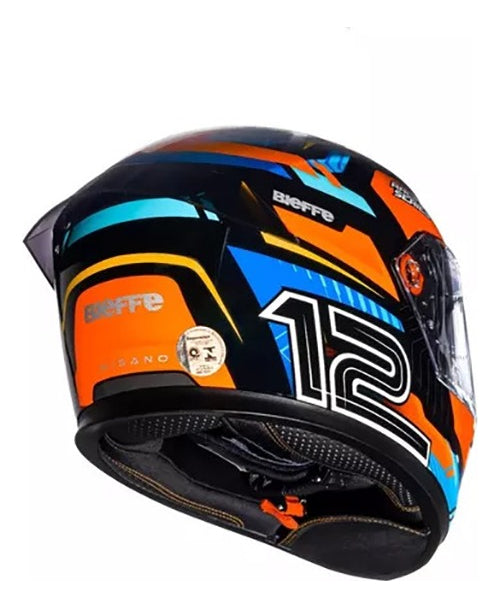 Capacete Bieffe B-12  Misano Preto/ Azul + Viseira Colorida