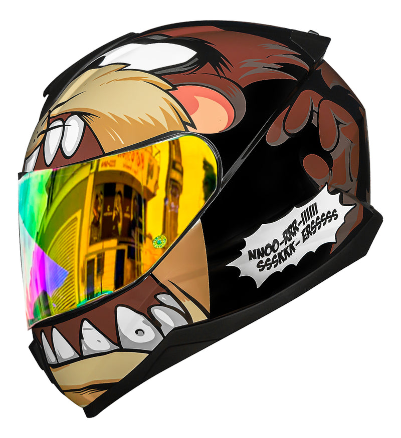 Capacete Moto Norisk Razor Taz Mania Lt + Viseira Dourada