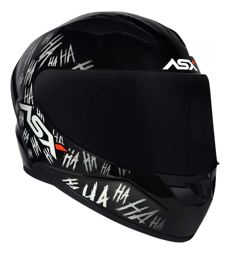 Capacete Asx City Fun Preto Branco Brilhante + Viseira Fumê