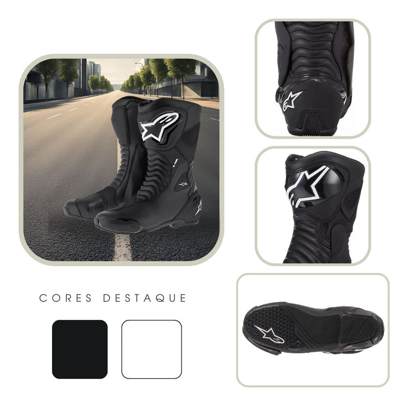 Bota Alpinestars Smx S Preta Motociclismo Esportivo