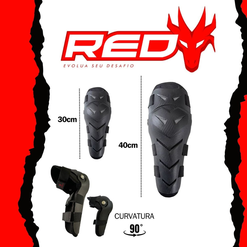 Kit Joelheira Cotoveleira Articulada Red Dragon Motocross