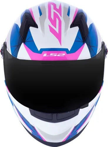 Capacete Ls2 Classic Draze Blue/pink Integral Motociclista